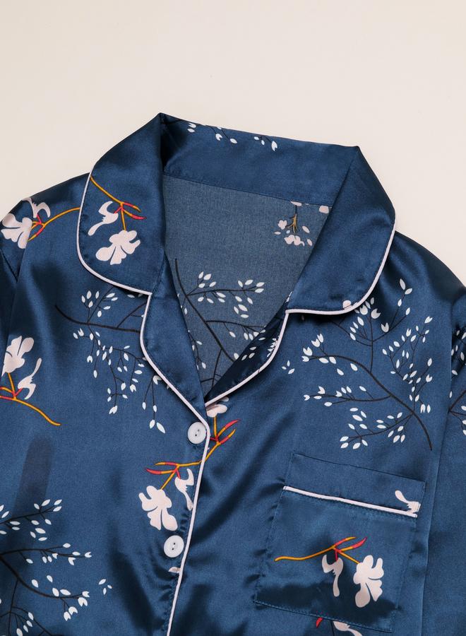 تايك تو طقم بلوزة بأكمام طويلة وبنطال بيجاما بطبعة جرافيك للنساء - Image 4